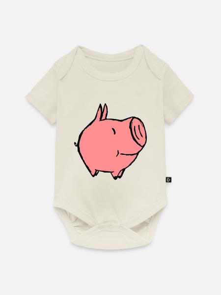 kleines Schweinchen - Baby Premium Kurzarmbody - Naturweiß