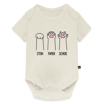 Stein Papier Schere Katze Pfote Spiel Katzenpfoten - Baby Premium Kurzarmbody - Naturweiß - Vorne