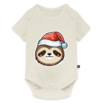 Dessin de Noël paresseux - Body à manches courtes Premium Bébé - blanc cassé - Devant