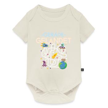 Baby Spruch - Gerade gelandet - Baby Premium Kurzarmbody - Naturweiß - Vorne