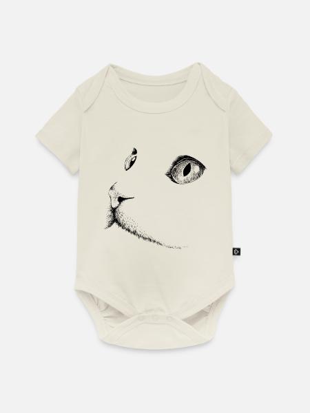 Katzenkopf 1- Katzengesicht - Baby Premium Kurzarmbody - Naturweiß