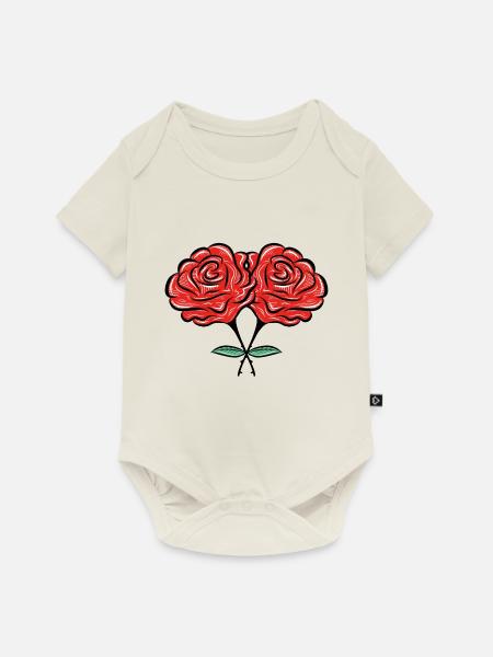 rosen blumen - Baby Premium Kurzarmbody - Naturweiß