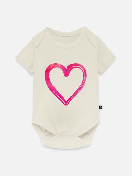 herz pink - Baby Premium Kurzarmbody - Naturweiß