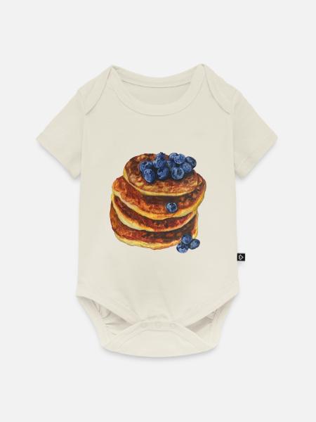 Pfannkuchen mit Blaubeeren - Baby Premium Kurzarmbody - Naturweiß