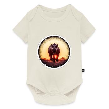 A hippopotamus on a bicycle - Baby Premium short-sleeve bodysuit - off white - Front