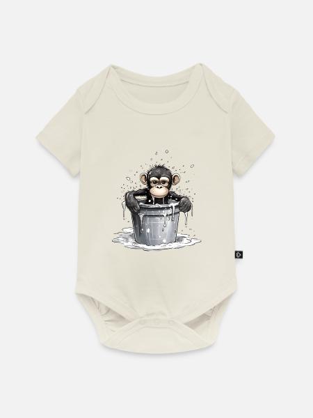 Affe sucht Abkühlung - Baby Premium Kurzarmbody - Naturweiß