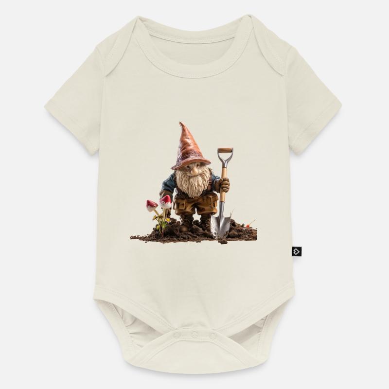 Humor im Garten mit Gartenzwerge - Baby Premium Kurzarmbody - Naturweiß