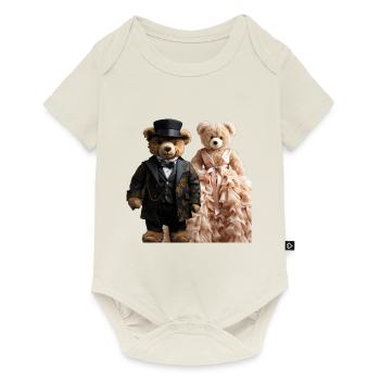 Two teddy bears newly married - Baby Premium short-sleeve bodysuit - off white - Front