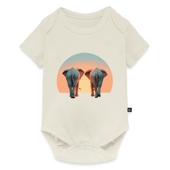 Elephants Two Pachyderms Sunrise Africa - Baby Premium short-sleeve bodysuit - off white - Front