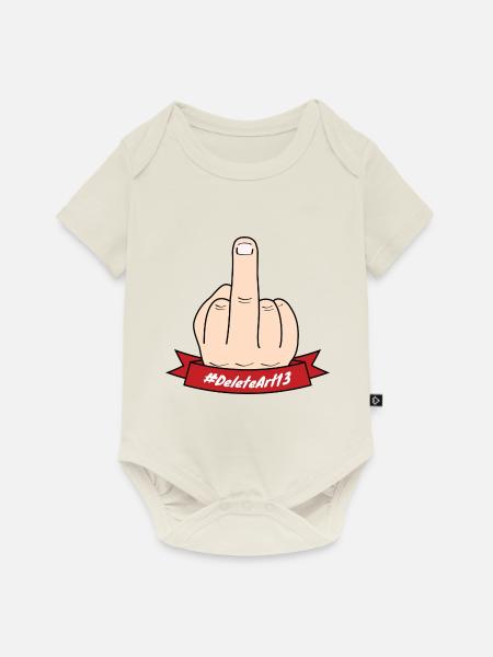 Delete Article 13 - Mittelfinger - #Art13 - Baby Premium Kurzarmbody - Naturweiß