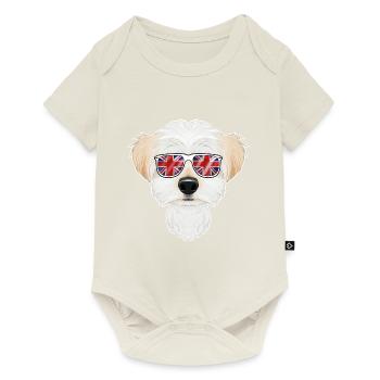 Maltese UK Lunettes de soleil I Drapeau anglais I Union Jack - Body à manches courtes Premium Bébé - blanc cassé - Devant