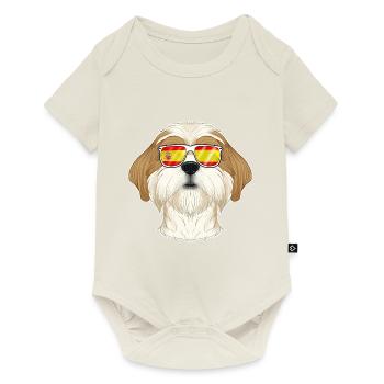 Shih Tzu I Spain Sunglasses I Spanish Flag - Baby Premium Kurzarmbody - Naturweiß - Vorne