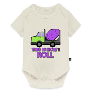 Bagger Baustelle Bauarbeiter Bau Rollen I Geschenk - Baby Premium Kurzarmbody - Naturweiß - Vorne