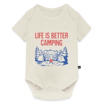 La vie est meilleure Camping Citation motivationnelle Camper - Body à manches courtes Premium Bébé - blanc cassé - Devant