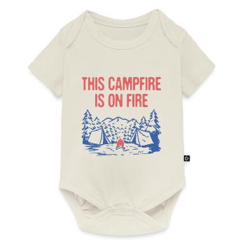 This Campfire Is on Fire Camping Dad Jokes Camper - Baby Premium short-sleeve bodysuit - off white - Front