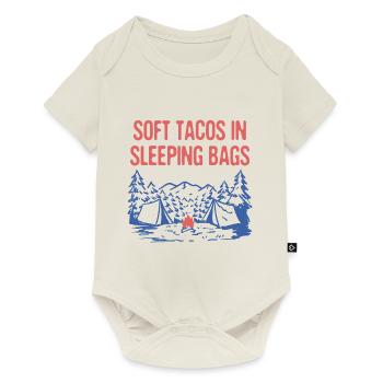Tacos doux dans des sacs de couchage Camping Funny Camper - Body à manches courtes Premium Bébé - blanc cassé - Devant