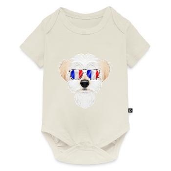 Maltese France Lunettes de soleil I Français Drapeau - Body à manches courtes Premium Bébé - blanc cassé - Devant