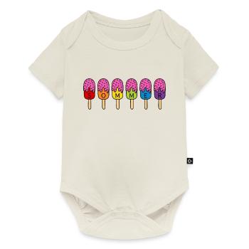 Sommer Eis essen Regenbogen bunt pink Eis - Baby Premium Kurzarmbody - Naturweiß - Vorne