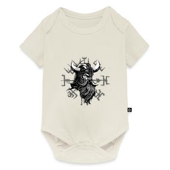 Vegvísir avec tête de Viking - Body à manches courtes Premium Bébé - blanc cassé - Devant