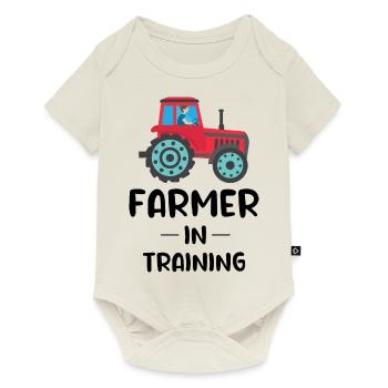Little Farmer Tractor Baby Boy Girl Funny Saying - Baby Premium short-sleeve bodysuit - off white - Front
