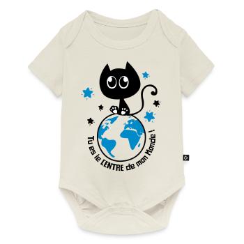 Chat noir mignon humour, pour dire je t'aime ! - Body à manches courtes Premium Bébé - blanc cassé - Devant