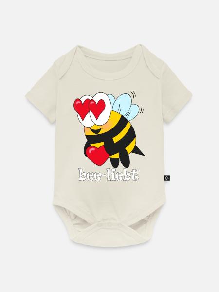 bee liebt - Baby Premium Kurzarmbody - Naturweiß