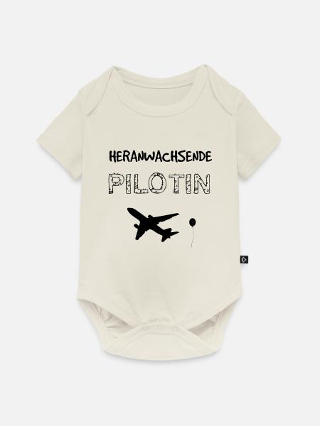 Heranwachsende Pilotin - Baby Premium Kurzarmbody - Naturweiß