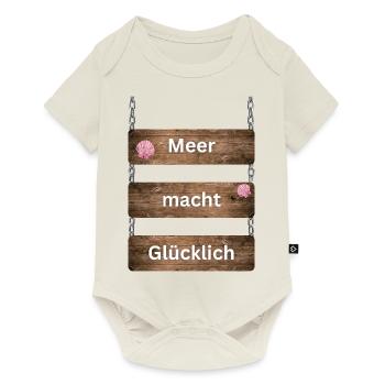 Meer macht Glücklich Geschenkidee - Baby Premium Kurzarmbody - Naturweiß - Vorne