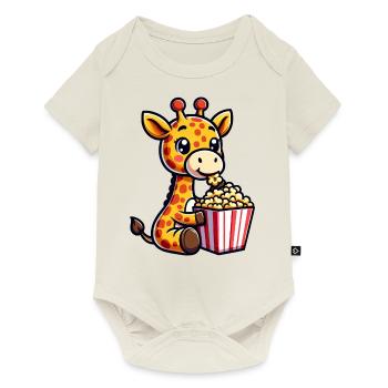 Girafe mignonne avec Popcorn Cinema Carnival Comic - Body à manches courtes Premium Bébé - blanc cassé - Devant