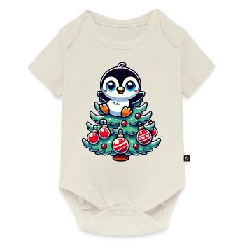 Funny Penguin Christmas Tree Christmas Party - Baby Premium short-sleeve bodysuit - off white - Front