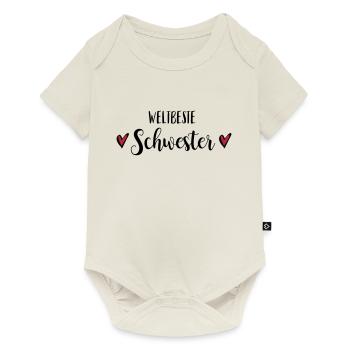Beste Schwester Geschwister Familie Geburt - Baby Premium Kurzarmbody - Naturweiß - Vorne