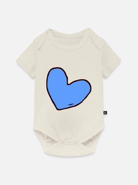 Blaues Herz - Baby Premium Kurzarmbody - Naturweiß