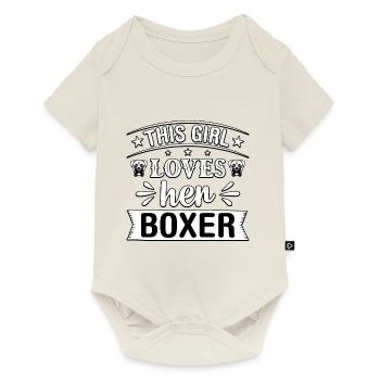 Cette fille aime son boxer - Body à manches courtes Premium Bébé - blanc cassé - Devant