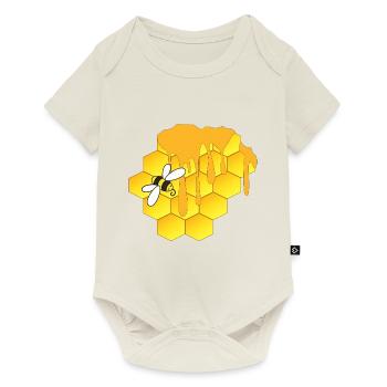 Honey bee, honeycomb - Baby Premium short-sleeve bodysuit - off white - Front