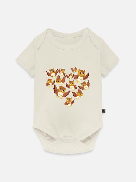Herz Eule - Baby Premium Kurzarmbody - Naturweiß