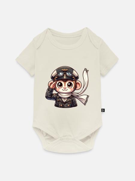 Cute Monkey Pilot - Baby Premium Kurzarmbody - Naturweiß