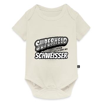 Superheld, clever getarnt als Schweisser - Baby Premium Kurzarmbody - Naturweiß - Vorne