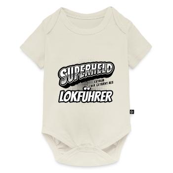 Superheld, clever getarnt als Lokführer - Baby Premium Kurzarmbody - Naturweiß - Vorne