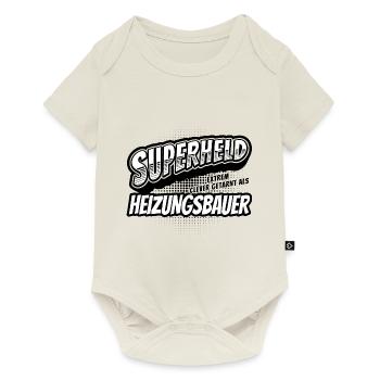 Superheld, clever getarnt als Heizungsbauer - Baby Premium Kurzarmbody - Naturweiß - Vorne