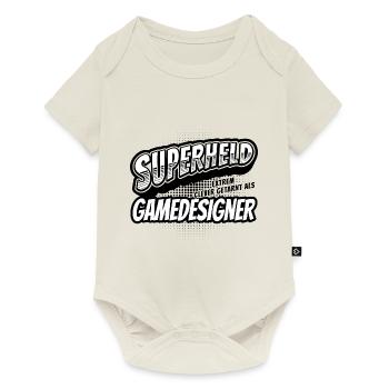 Superheld, clever getarnt als Gamedsigner - Baby Premium Kurzarmbody - Naturweiß - Vorne