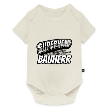 Superheld, clever getarnt als Bauherr - Baby Premium Kurzarmbody - Naturweiß - Vorne