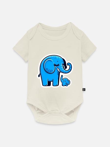 Blaue Elefanten - Baby Premium Kurzarmbody - Naturweiß