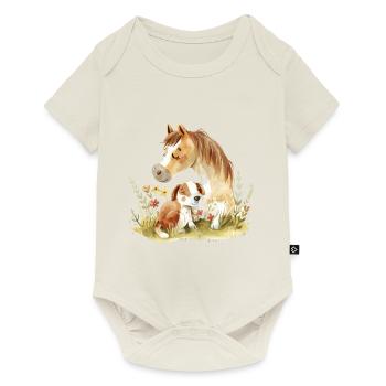 Cute Dog And Horse Friends - Baby Premium Kurzarmbody - Naturweiß - Vorne