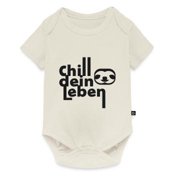 Spruch Chill Dein Leben mit Faultier - Baby Premium Kurzarmbody - Naturweiß - Vorne
