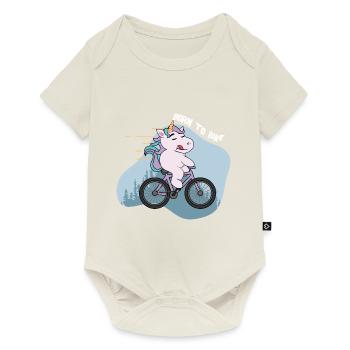 Né pour Bike I Bicycle Unicorn I Cycling - Body à manches courtes Premium Bébé - blanc cassé - Devant