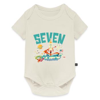 7th Birthday Celebration Outerspace Happy Bday - Baby Premium short-sleeve bodysuit - off white - Front
