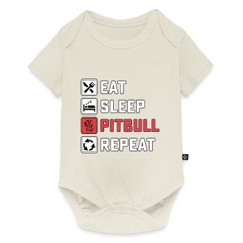 Manger pitbull de sommeil répéter - Body à manches courtes Premium Bébé - blanc cassé - Devant