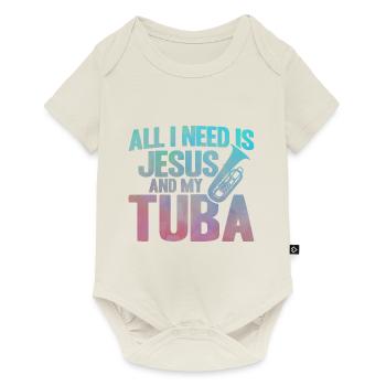 Tuba Jesus und meine Tuba Geschenk - Baby Premium Kurzarmbody - Naturweiß - Vorne