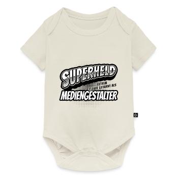 Superheld, clever getarnt als Mediengestalter - Baby Premium Kurzarmbody - Naturweiß - Vorne