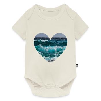 La mer. - Heart. - Body à manches courtes Premium Bébé - blanc cassé - Devant